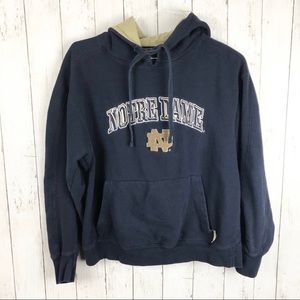 Notre Dame Navy Tan Sweatshirt Hoodie pull Strings College One Pocket Medium